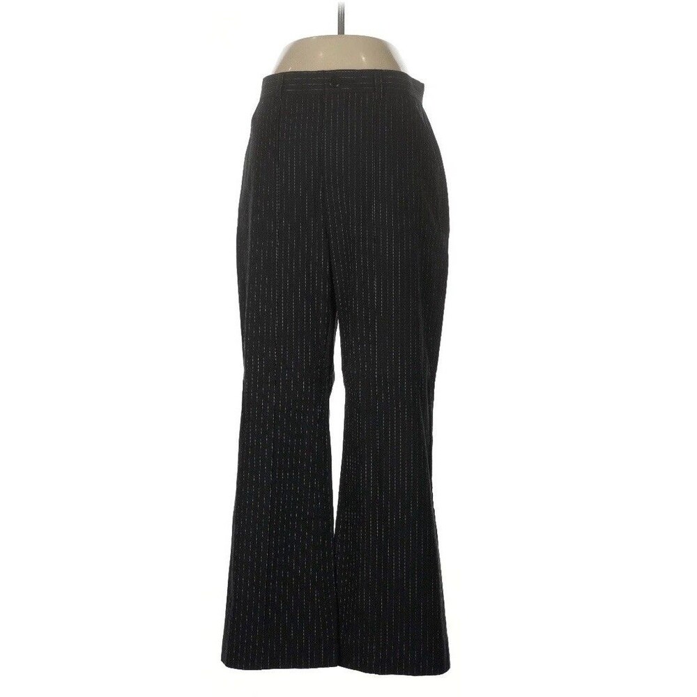 The Great. The Bell Trousers Cotton Wool Black White Pinstripe Crop Office Sz 29